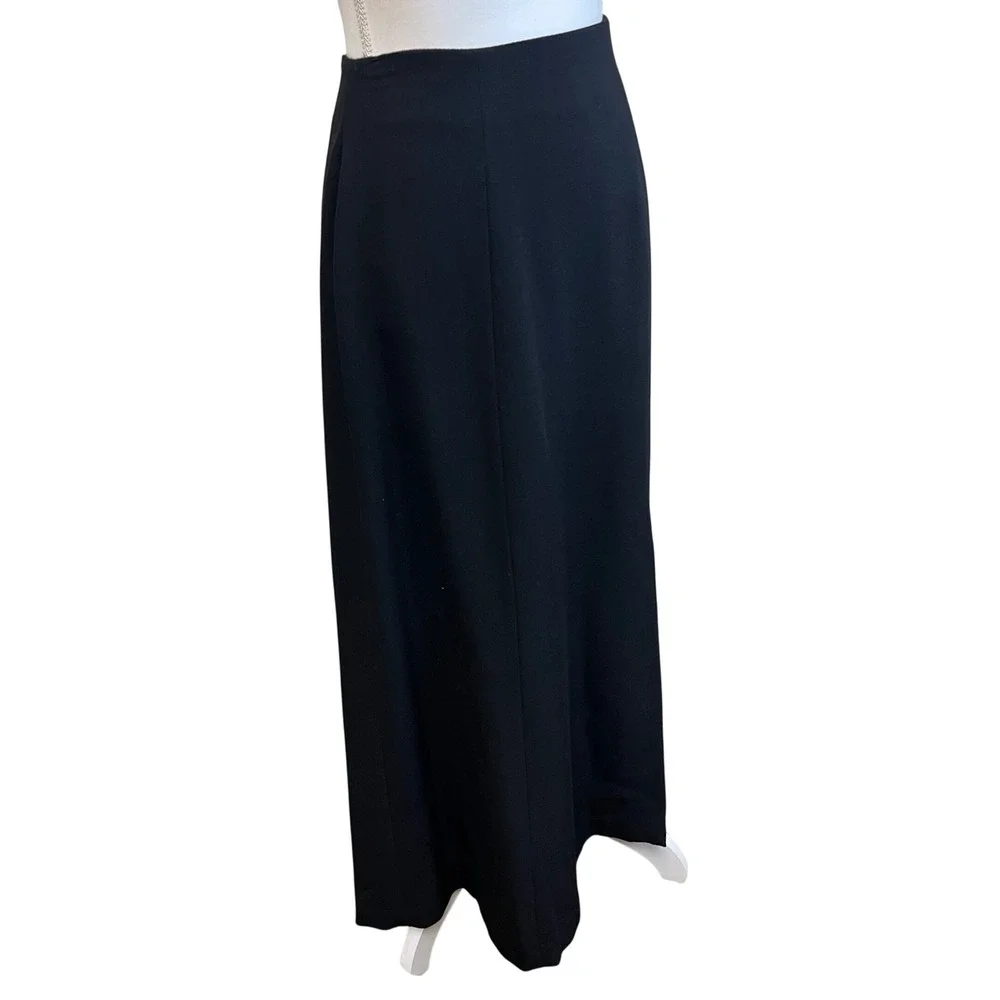 Vintage ELLEN TRACY Black High Waist Maxi Pencil Skirt 10 Minimalist Column Work